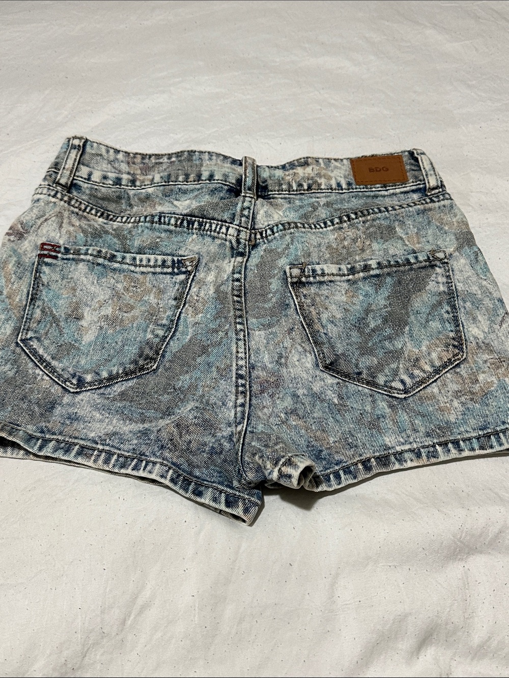 BDG Light Blue Acid-Wash Denim Shorts